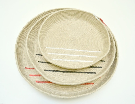 Basket set, Modern design bowl, Coffee table platter, Wall display baskets, Jute trays, Serving platters, Set of trays, Coastal living decor