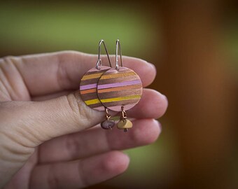 Simple earrings Minimalist earrings Geometric earrings Simple jewelry Pink earrings Rose earrings Yellow Minimalist jewelry Mookaite jewelry