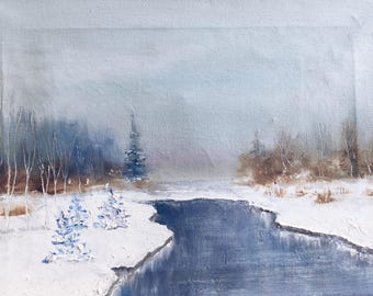 Winter Landscape Oil Painting / oil landscape winter / Original Oil Painting on Canvas