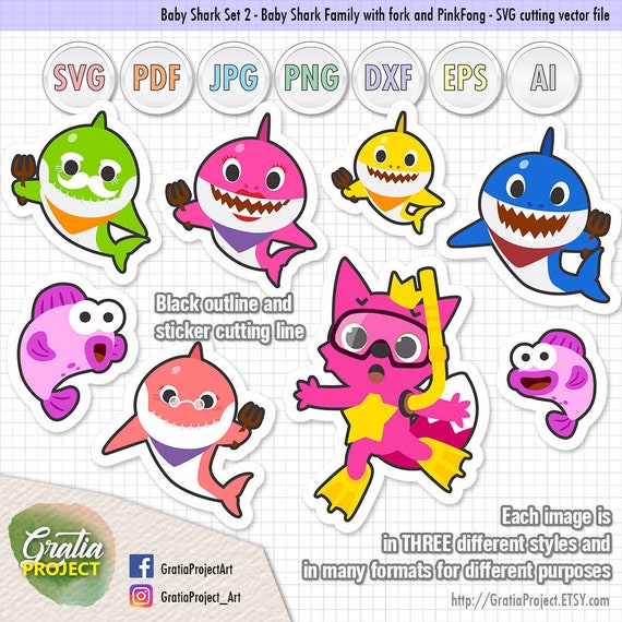 Download Baby Shark PinkFong Clipart set 2 Artworks SVG Cutting