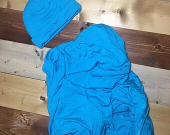 Baby girl jersey knit swaddle blanket and hat matching set