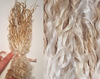 Teeswater locks /50g award winning / cream fleece / curly fleece / curls / dolls hair / spinning / felting / luxury / fibre ringlets