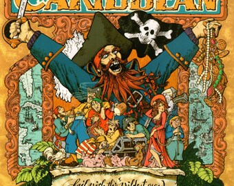 Vintage Disney Parks Poster Print, 1982 Tokyo Disneyland, Pirates of the Caribbean, Item 110, Disney Poster Art