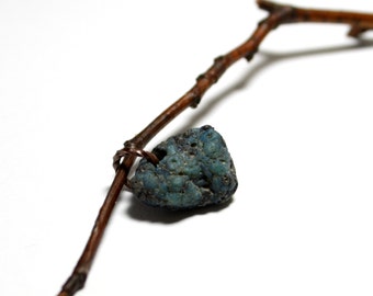 Blue Sea Slag Glass Jewelry - Turquoise Blue Stone Gemstone Michigan Pebble - Drilled Beach Stone Slag Glass Seaglass Jewellery - Blue Moon