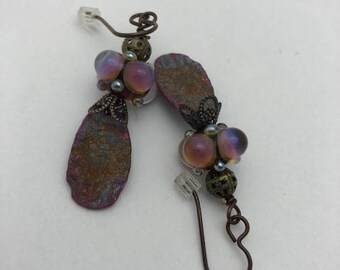 ABO Lampwork and Pewter Earrings