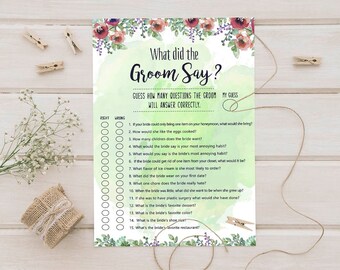 Bridal Shower Game // What Did The Groom Say // Instant Download// DIGITAL FILE Only