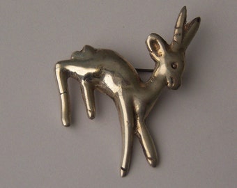 Small Sterling Gazelle Brooch. Silver Gazelle Pin. Animal Figural Brooch. Sterling Figural Jewelry.