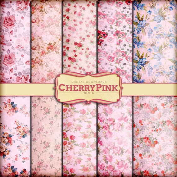 Floral Scrapbook Paper digital scrapbook paper vintage style
