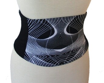 Math Nerd Corset Belt / Waist Cincher / STEM Costume / Nerdy Corset / Black and White Belt / Plus Sizes / Steel Boning / Tight Lacing Corset