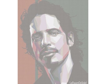 Cross stitch pattern Chris Cornell pop portrait Soundgarde Audioslave - PDF instant download.