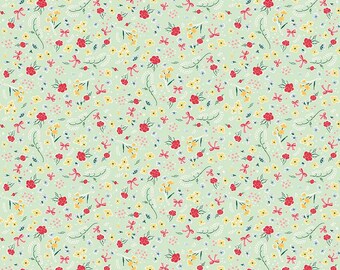 Bunnies and Cream - Roses Mint by Lauren Nash for Penny Rose Fabrics, 1/2 yard, C6022 Mint