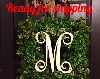 SALE 12 inch single wooden letter, front door, wreath wall decor Unpainted ready to ship