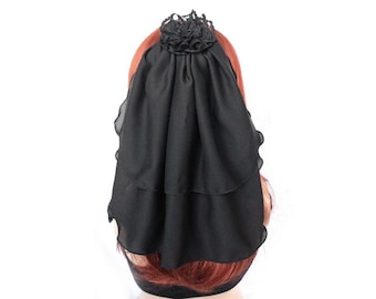 Black veil with chiffon