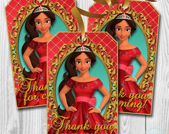 Elena of Avalor Thank you Tags, Elena of Avalor Favor Tags, Elena of Avalor Goody Bag Tags, PRINTABLE, You Print