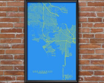 Los Angeles, California Map Art (UCLA)