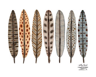 Terra Feathers Collection Print, giclee art print, watercolour print, bird feathers illustration, plumage
