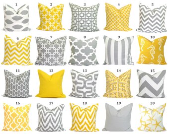PILLOWS.Pillow Covers.Decorative Pillow Cushions.Home Decor.Grey.Yellow.Pillow Cover.Euro.Cushions.Home Decor.Best Selling Pillows.ALL SIZES