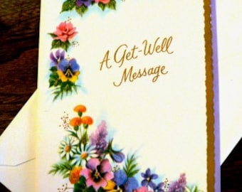 vintage cards ... A GET WELL MESSAGE retro Card w envelope ...