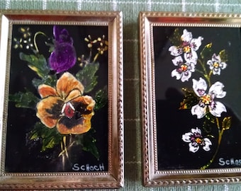 Two Tiny Glass Paintings ACE