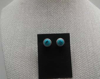 8 MM Kingman Turquoise Post Earrings E-10