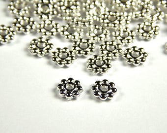100 Pcs - 5mm Silver Spacer Beads - Daisy Spacer - Metal Spacer Beads - Jewelry Supplies