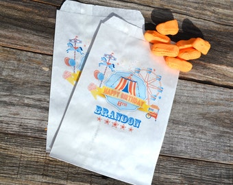 Birthday Party Favor Bags Circus Tent Carnival | Personalized Bags | Goodie Bags | Candy Bags | Carnival Birthday | Circus Party Favor