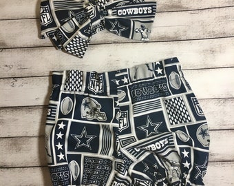 Dallas Cowboys Bloomer Headwrap Set, Cowboys, Dallas Bloomers Football Headwrap,Baby Girl Headwrap, Toddler, Big Bow, Infant Headband Shorts