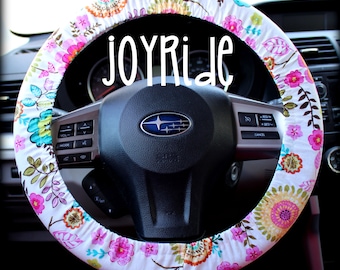 Steering Wheel Cover Wildflowers Mountainside Boho Fabric With Matching Keychain Option Car Accessories