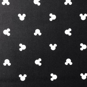One Half Yard of Fabric Material - Cotton Poplin, Mickey Mouse Heads, Mickey Mouse Ears, Cartoon, Mickey Mouse Logo