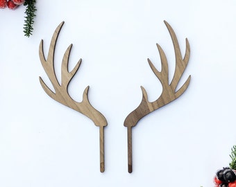 Antlers Cake Topper - Woodland Topper- Winter Topper - Acrylic or Wood-