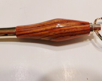 Security Whistle/keyring Handturned from rare Coco Bolo wood with Gold Plated Whistle