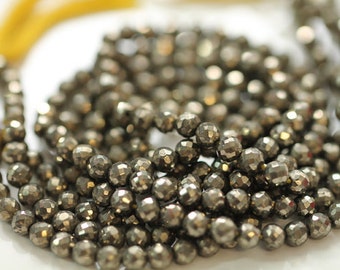 Pyrite Faceted Rounds, 4.5 mm, 7 inches GM2705F0/4/02 #165