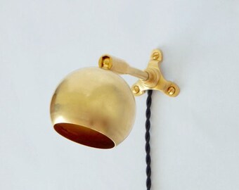 Plug in wall sconce • Marylou • Plug in Reading Light • Solid brass • mid century modern • LED sconce • Eyeball Lamp