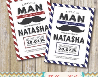 Little Man Moustache Baby Shower Invitation- Printable / DIY / Moustache / Baby Boy / Baby Shower