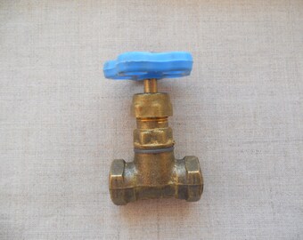 Soviet vintage water brass valve Closing-opening brass valve from USSR Soviet design from 1980-s Retro brass valve