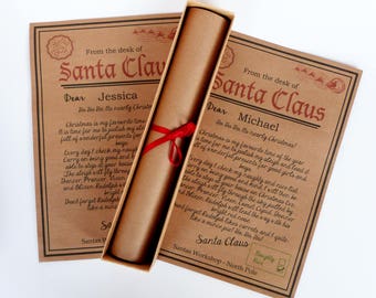 personalised letter from santa claus father christmas in scroll box any name