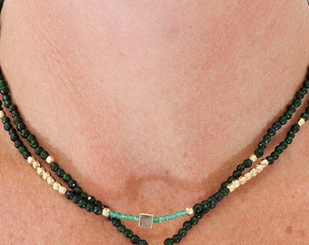 the agate beads and pyrite Choker