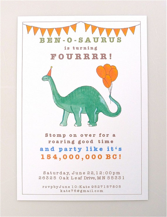 Dinosaur Birthday Party Invitations Printable 4