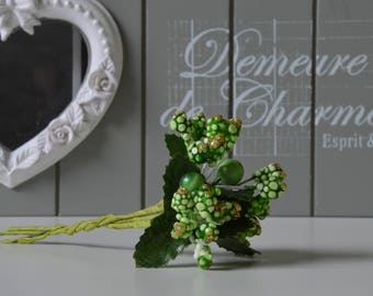 Set of 2 bunches of flowers artificial green color