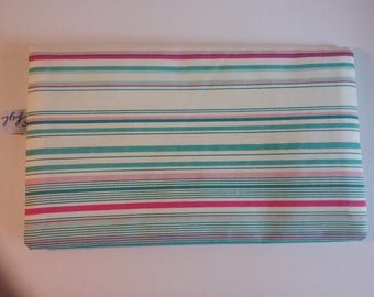 Cotton fabric checkbook striped tone turquoise