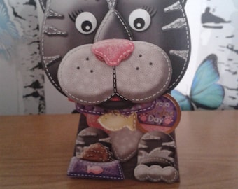 Cat Box Card, Birthday Card, Cat Lover Card, 3D Card, Greeting Card, Handmade Card