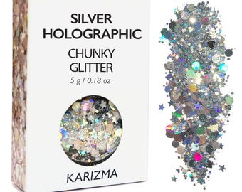 Silber holographische Grobstrick Glitter Gesicht Körper Nägel Haare Festival Edelsteine Schönheit Make-up Accessoires Urlaub Strand Geburtstagsgeschenk für Sie