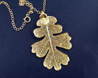 Genuine Oak Leaf Necklace/Nature Jewelry/Gold Oak Leaf Necklace/Natural Oak Leaf/Botanical Jewelry/Organic Jewelry/Gold Leaf Pendant
