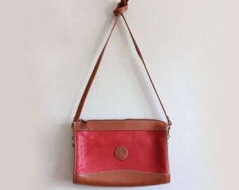 Vintage Red Pebbled Leather Crossbody Bag