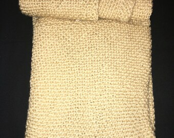 Tan/Light Brown Knit Baby Blanket