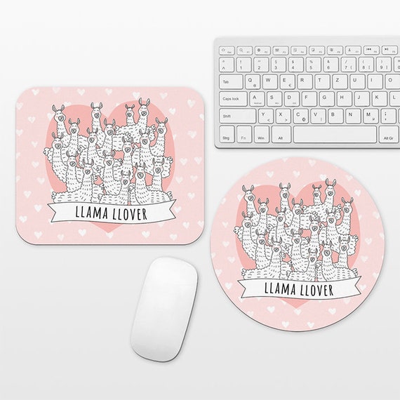 Llama Mouse Pad Llama Mousepad Mouse Mat for Desk Office Computer Round Circle Rectangle Rectangular Llama Lover Gift Pink Funny Mouse Pad