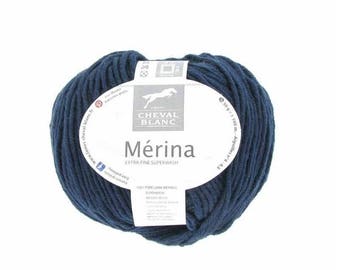 Ball of yarn to knit horse white MERINA dusk blue
