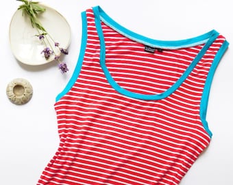 Red Striped Tank Top, Red Striped Camisole, Striped Camisole, Tank with Stripes, Striped Singlet, Girlfriend Gift, Womens Underwear,Tank Top