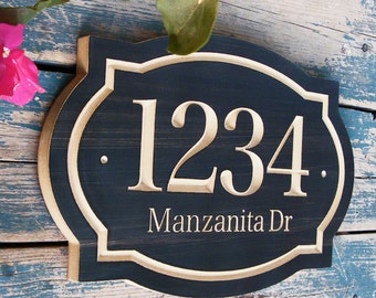 15"x10" Classic House Number Engraved Plaque, Housewarming Gift, Realtor Gift, Address Sign, House Number, Number Plaque, carved wood sign