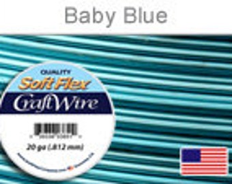 20 Gauge Baby Blue Silver Plated Wire, Soft Flex, Tarnish Resistant, Round, Supplies, Findings, Craft Wire